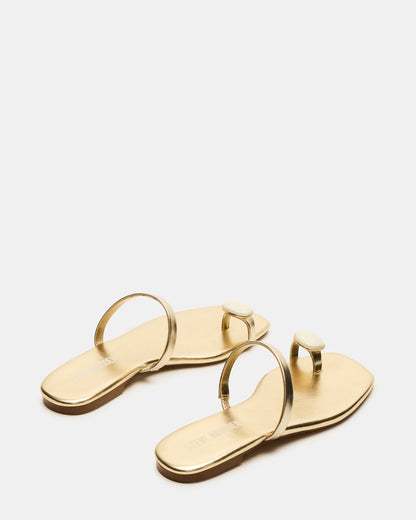 TAMARA Gold Flat Square-Toe Women's Sandal | Steve Madden