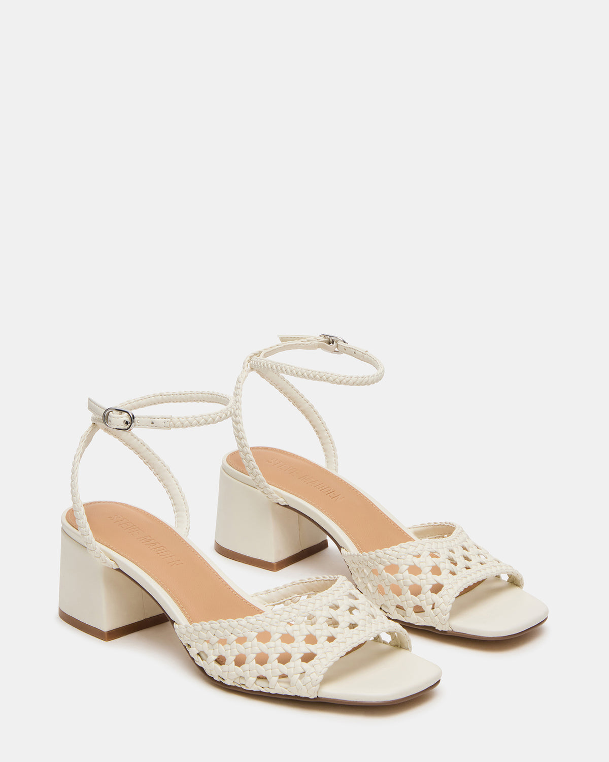 SOLEIL Bone Square-Toe Woven Women's Sandal | Steve Madden