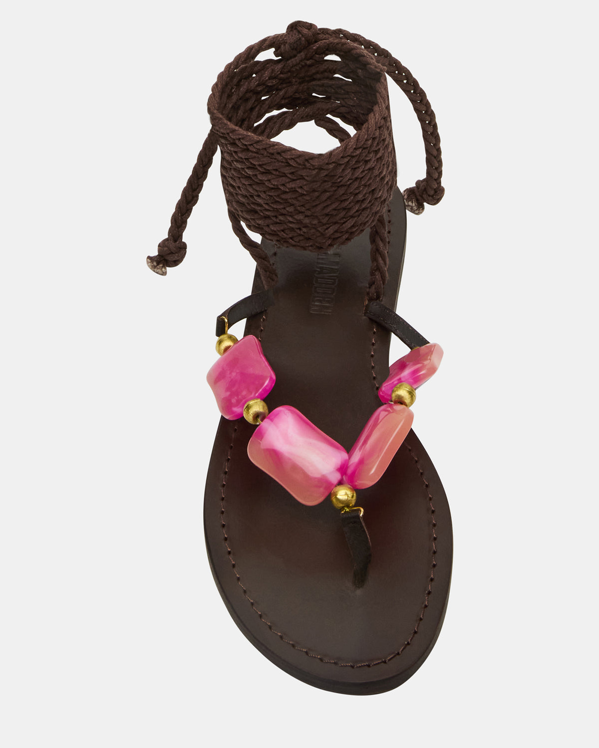 TASHA Pink Multi Strappy Lace-Up Flat Women's Sandal | Steve Madden