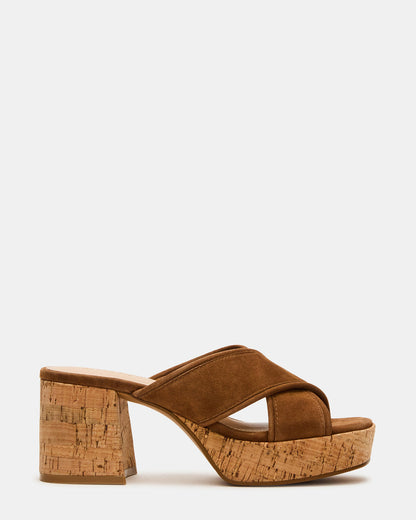 MARSDEN Chestnut Suede Women's Platform Square-Toe Mule Sandal | Steve Madden