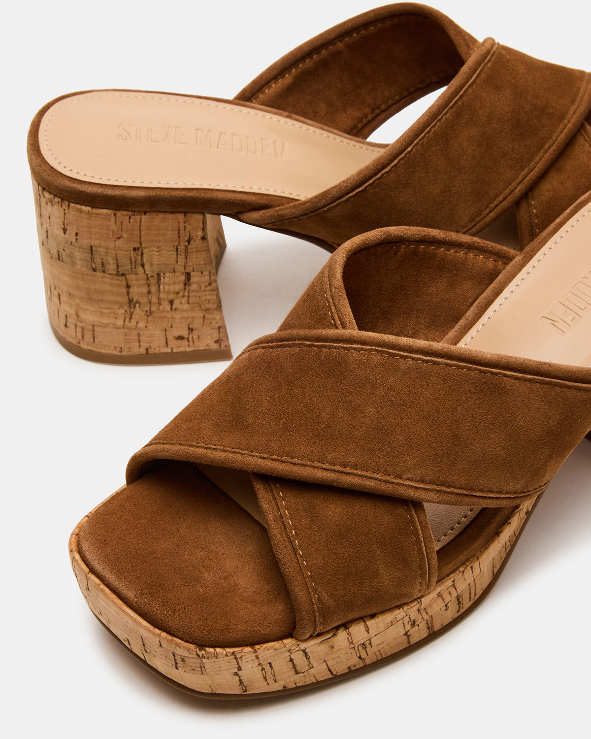 MARSDEN Chestnut Suede Women's Platform Square-Toe Mule Sandal | Steve Madden