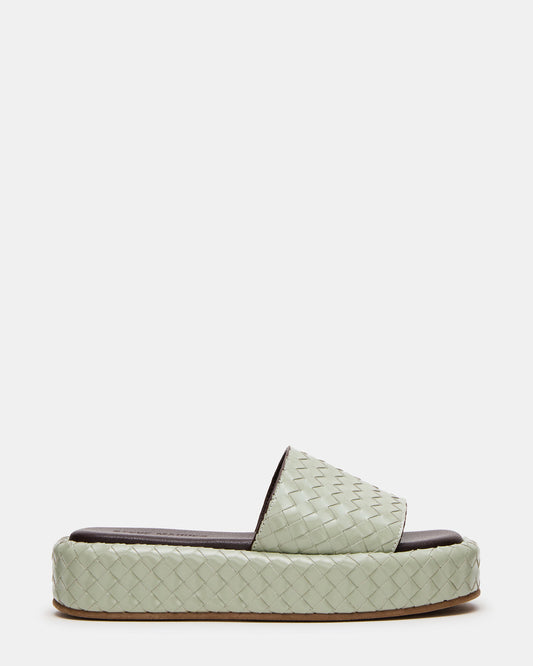 BEACHY Quilted Pistachio Platform Slide Women's Sandal | Steve Madden