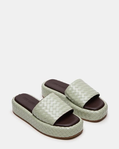 BEACHY Quilted Pistachio Platform Slide Women's Sandal | Steve Madden