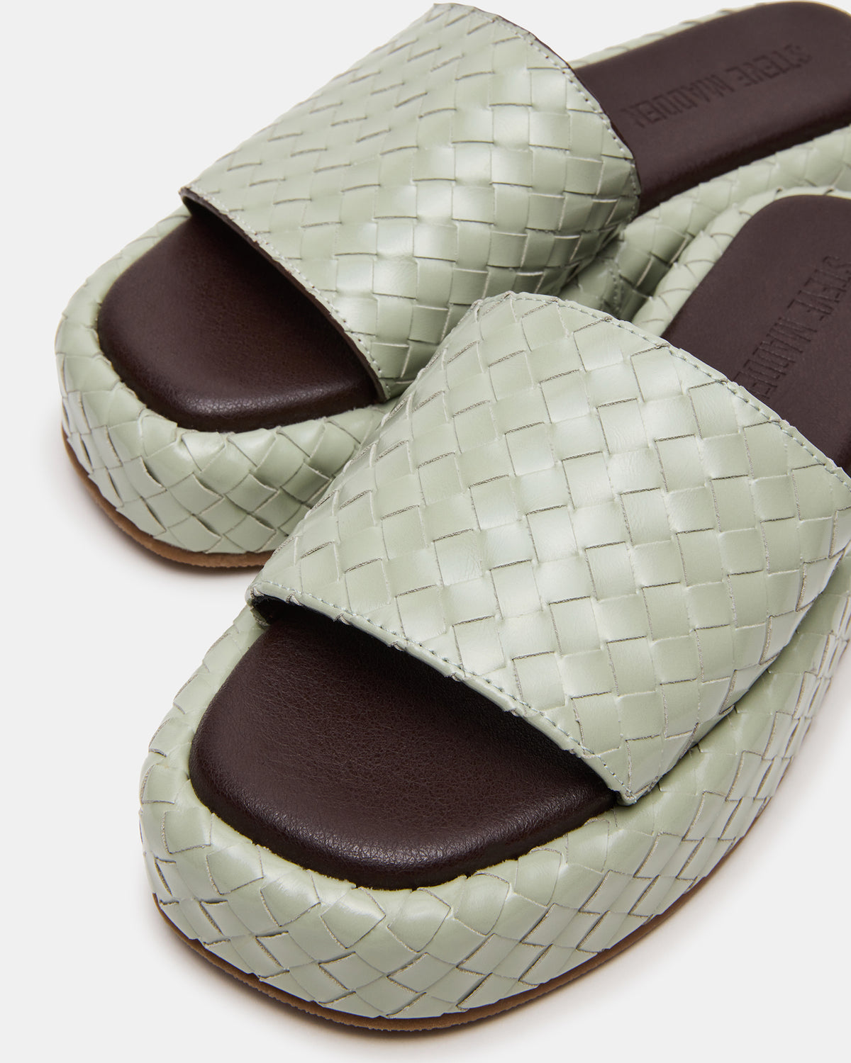 BEACHY Quilted Pistachio Platform Slide Women's Sandal | Steve Madden