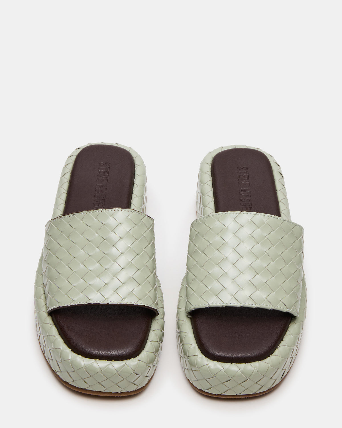BEACHY Quilted Pistachio Platform Slide Women's Sandal | Steve Madden