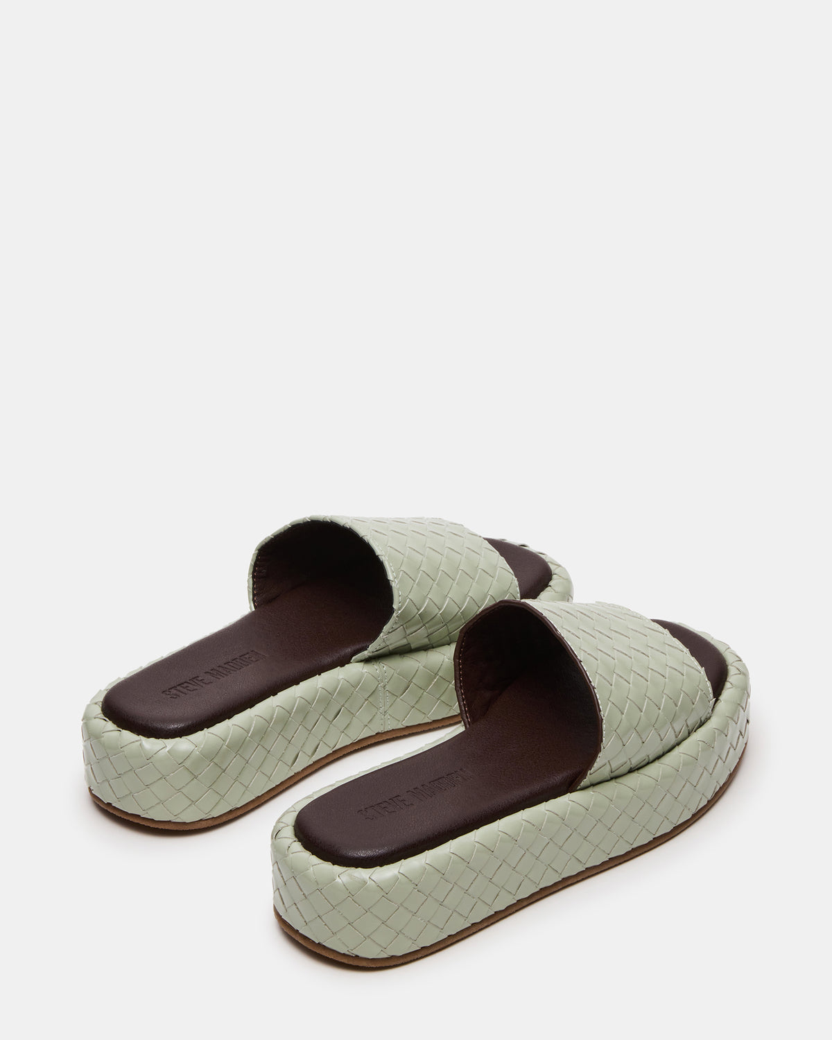 BEACHY Quilted Pistachio Platform Slide Women's Sandal | Steve Madden