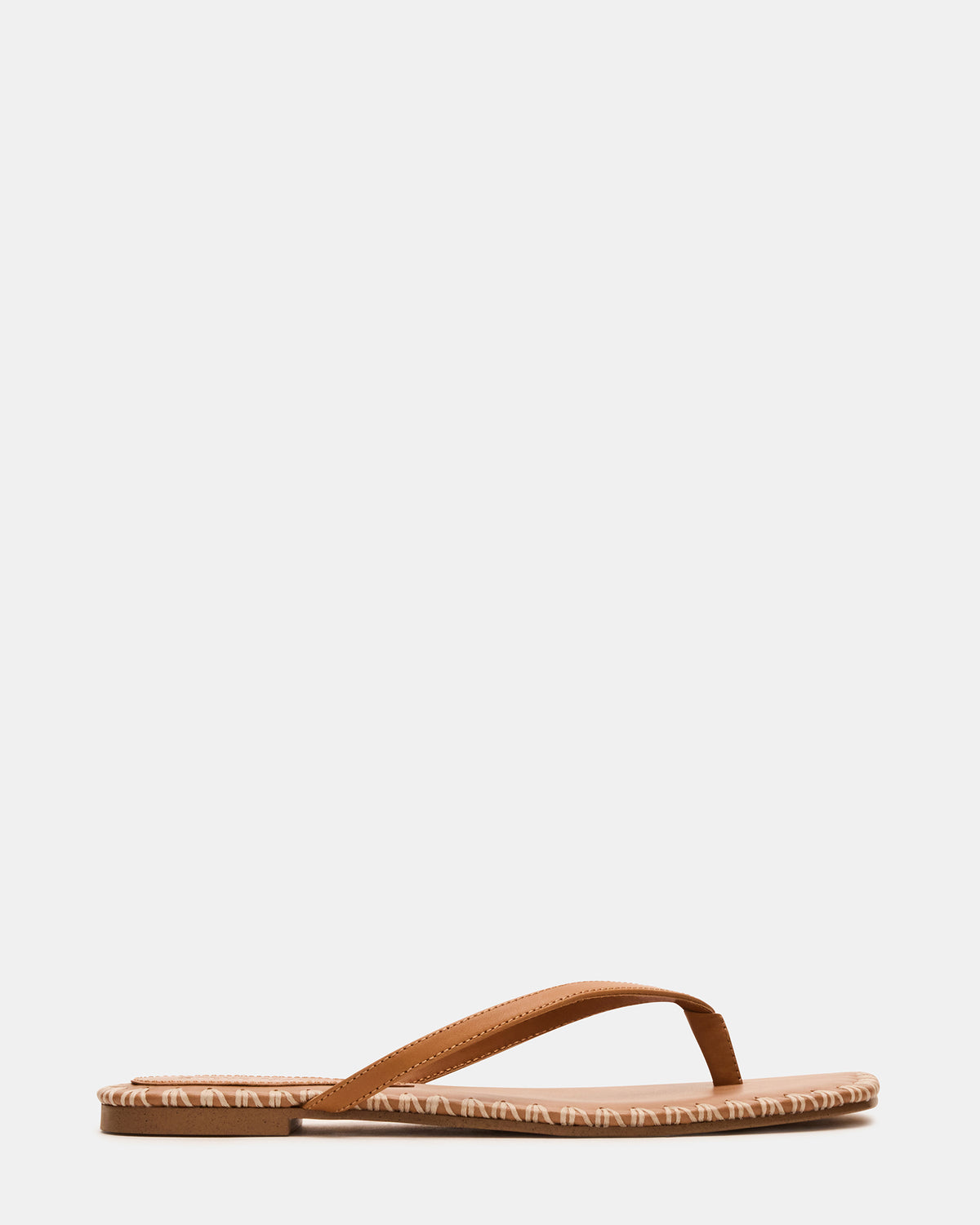 MARELLA Cognac Leather Women's Thong Square-Toe Sandal | Steve Madden