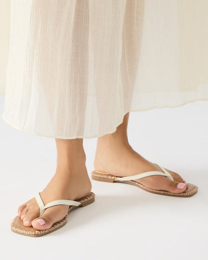 MARELLA Bone Leather Women's Thong Square-Toe Sandal | Steve Madden