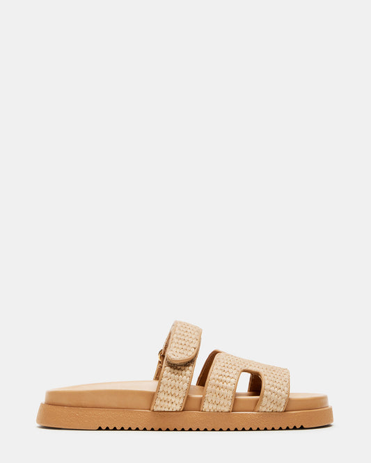 MAYVEN Natural Raffia Flatform Slide Women's Sandal | Steve Madden