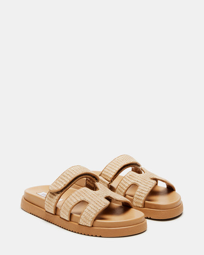 MAYVEN Natural Raffia Flatform Slide Women's Sandal | Steve Madden