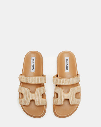 MAYVEN Natural Raffia Flatform Slide Women's Sandal | Steve Madden