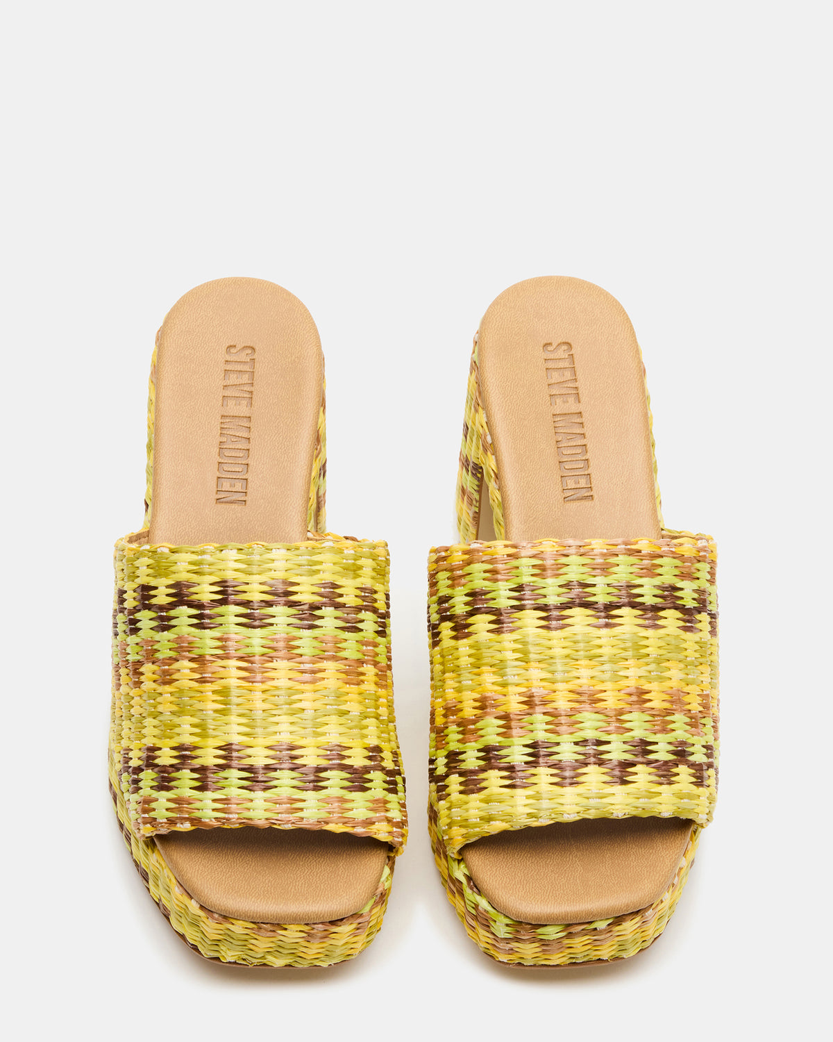 KOLA Raffia Multi Platform Square-Toe Block Heel Mule Women's Sandal | Steve Madden