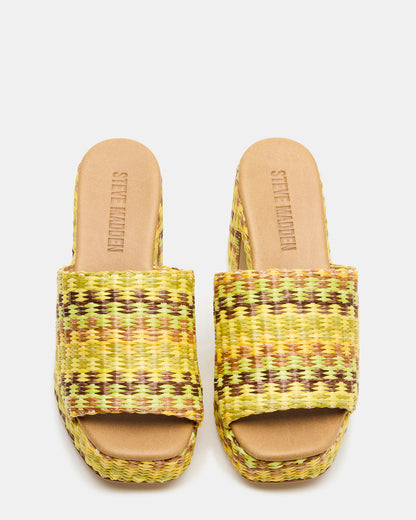 KOLA Raffia Multi Platform Square-Toe Block Heel Mule Women's Sandal | Steve Madden
