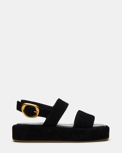 BARONI Black Suede Square-Toe Platform Women's Sandals | Steve Madden