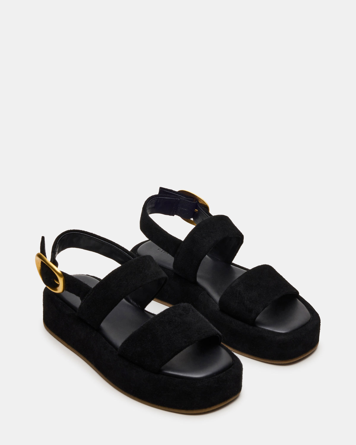 BARONI Black Suede Square-Toe Platform Women's Sandals | Steve Madden
