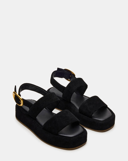 BARONI Black Suede Square-Toe Platform Women's Sandals | Steve Madden
