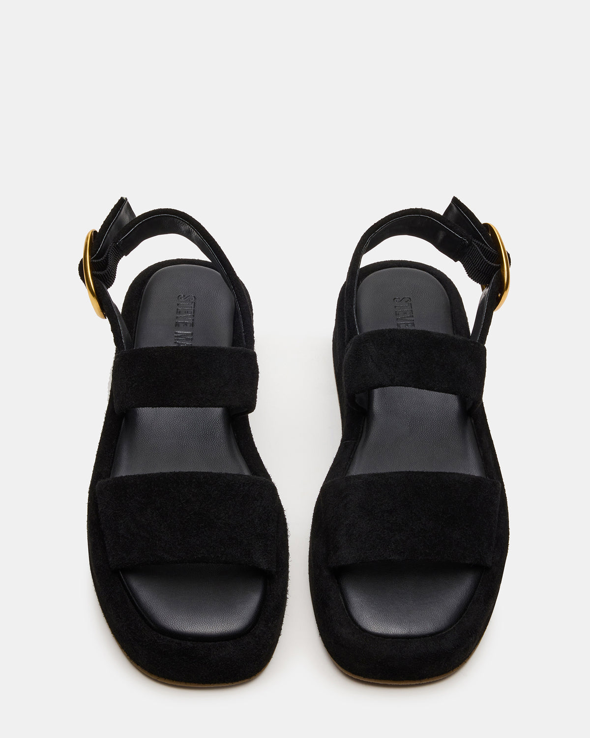 BARONI Black Suede Square-Toe Platform Women's Sandals | Steve Madden