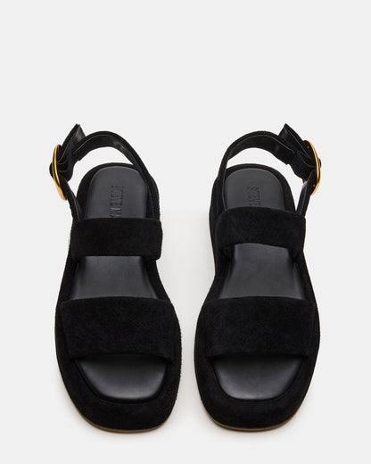 BARONI Black Suede Square-Toe Platform Women's Sandals | Steve Madden