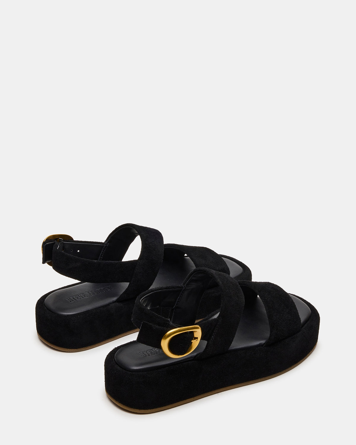 BARONI Black Suede Square-Toe Platform Women's Sandals | Steve Madden