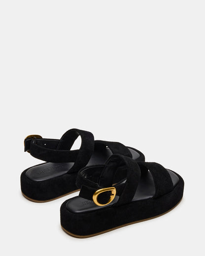 BARONI Black Suede Square-Toe Platform Women's Sandals | Steve Madden