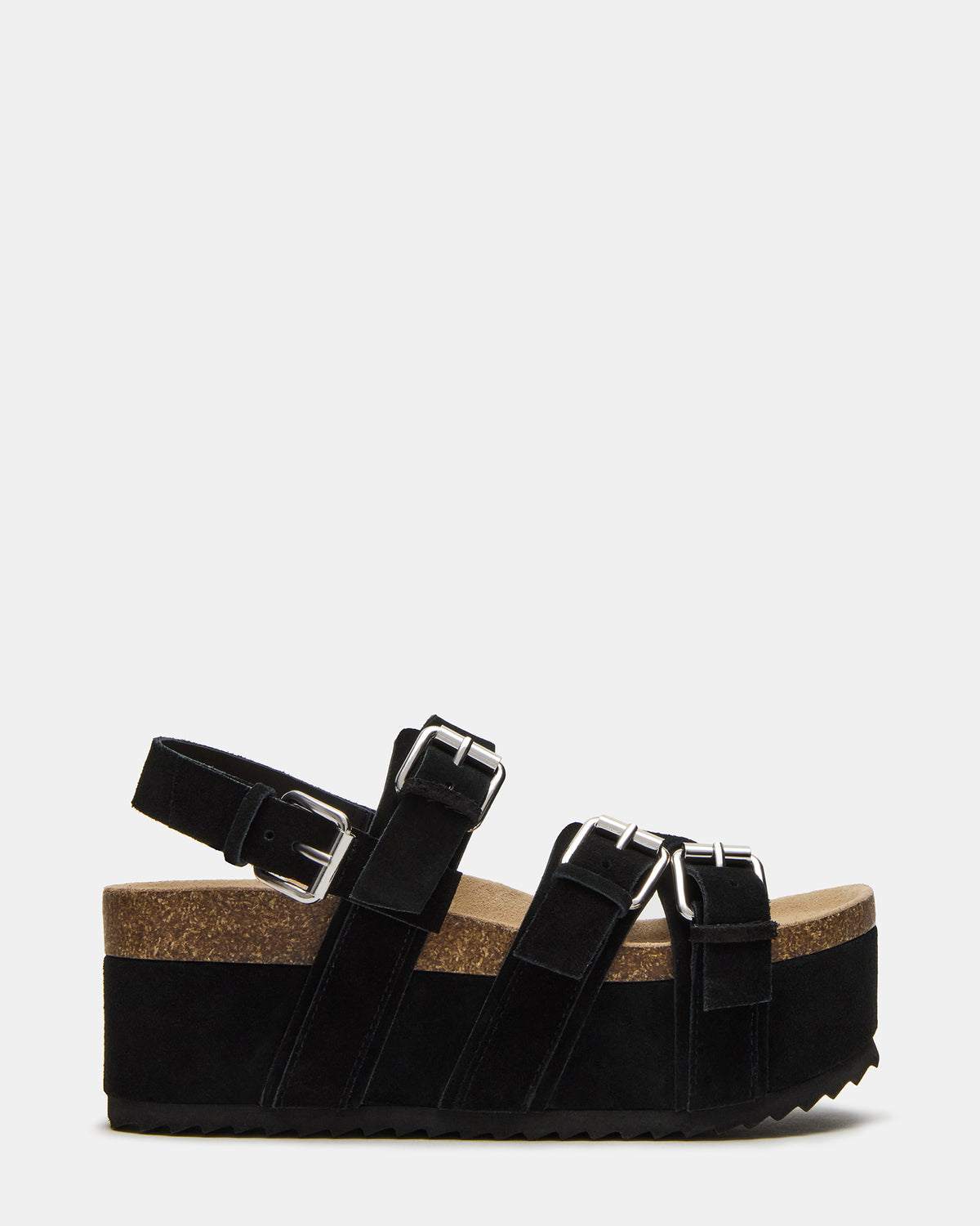 KIWI Black Suede Women's Strappy Platform Sandal | Steve Madden