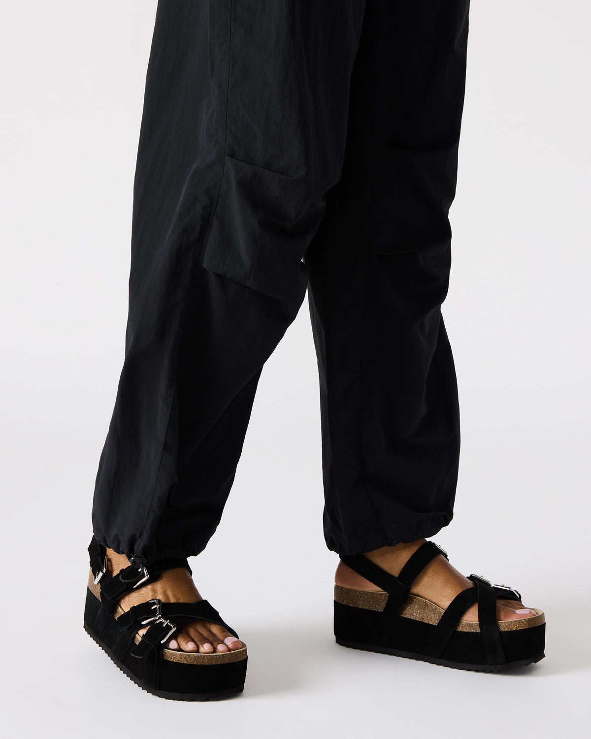 KIWI Black Suede Women's Strappy Platform Sandal | Steve Madden