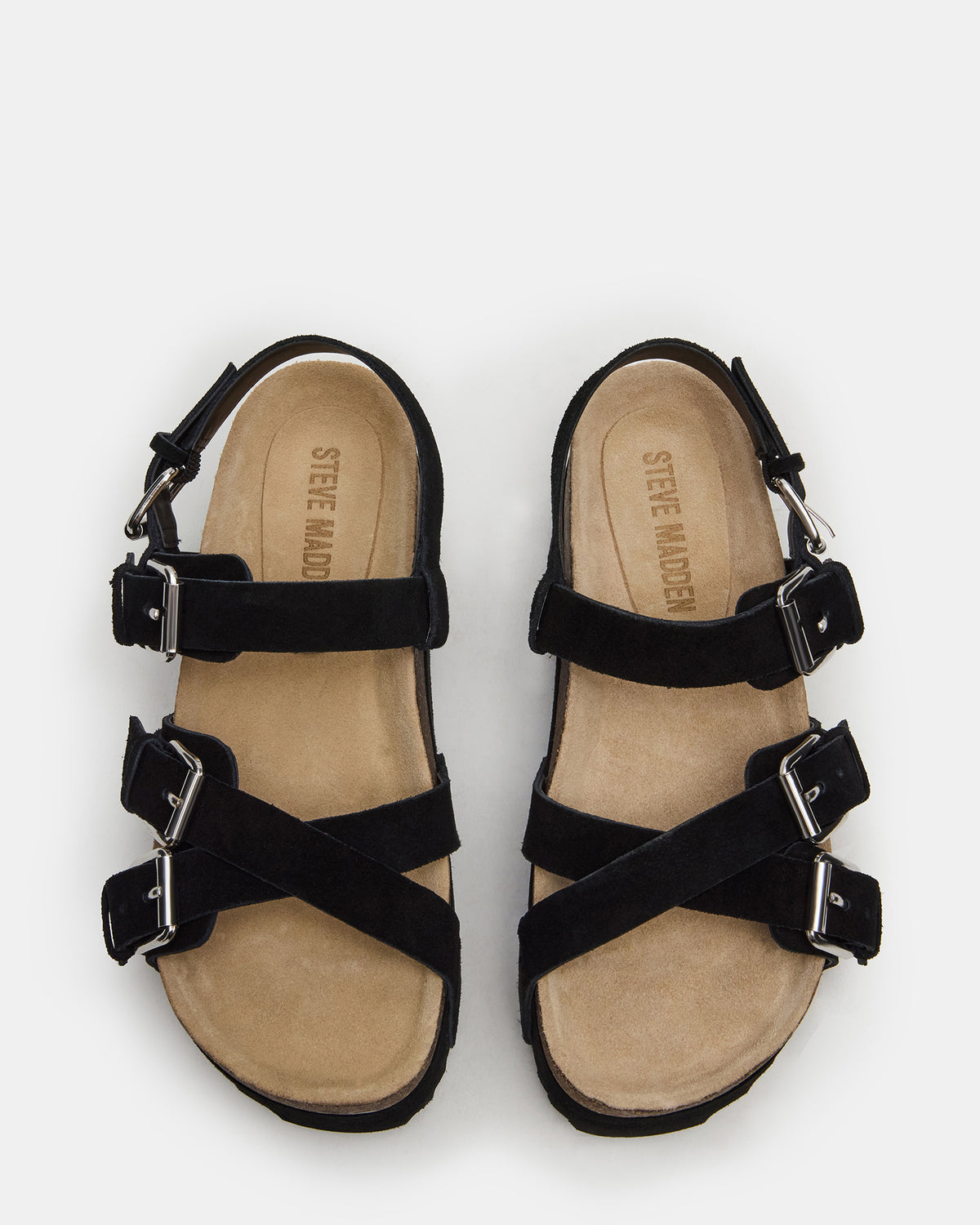 KIWI Black Suede Women's Strappy Platform Sandal | Steve Madden