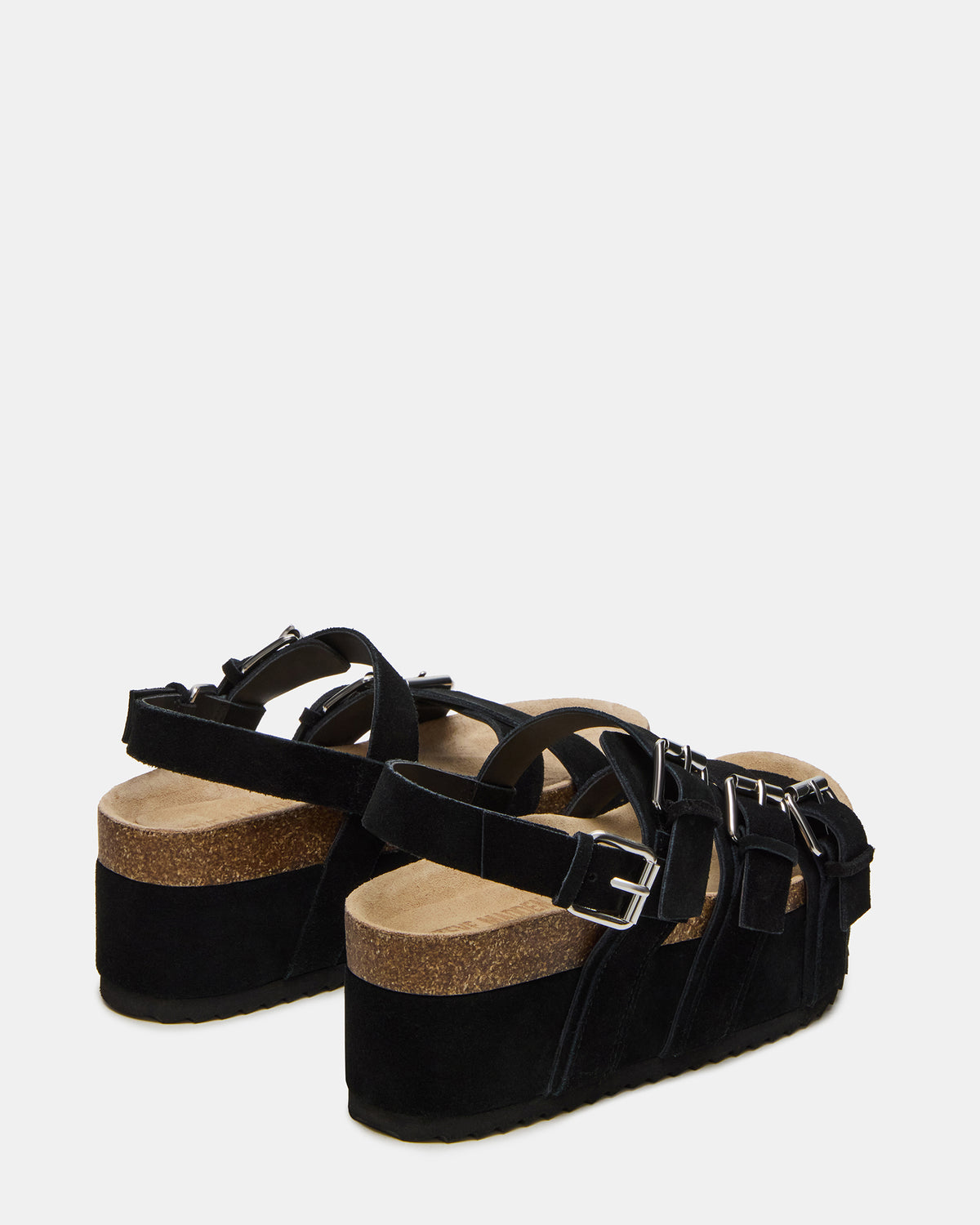 KIWI Black Suede Women's Strappy Platform Sandal | Steve Madden