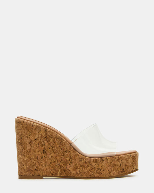 CAYMAN Clear Platform Square-Toe Wedge Women's Sandal | Steve Madden