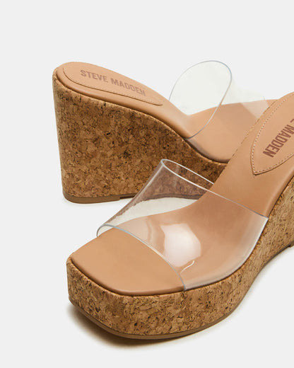 CAYMAN Clear Platform Square-Toe Wedge Women's Sandal | Steve Madden