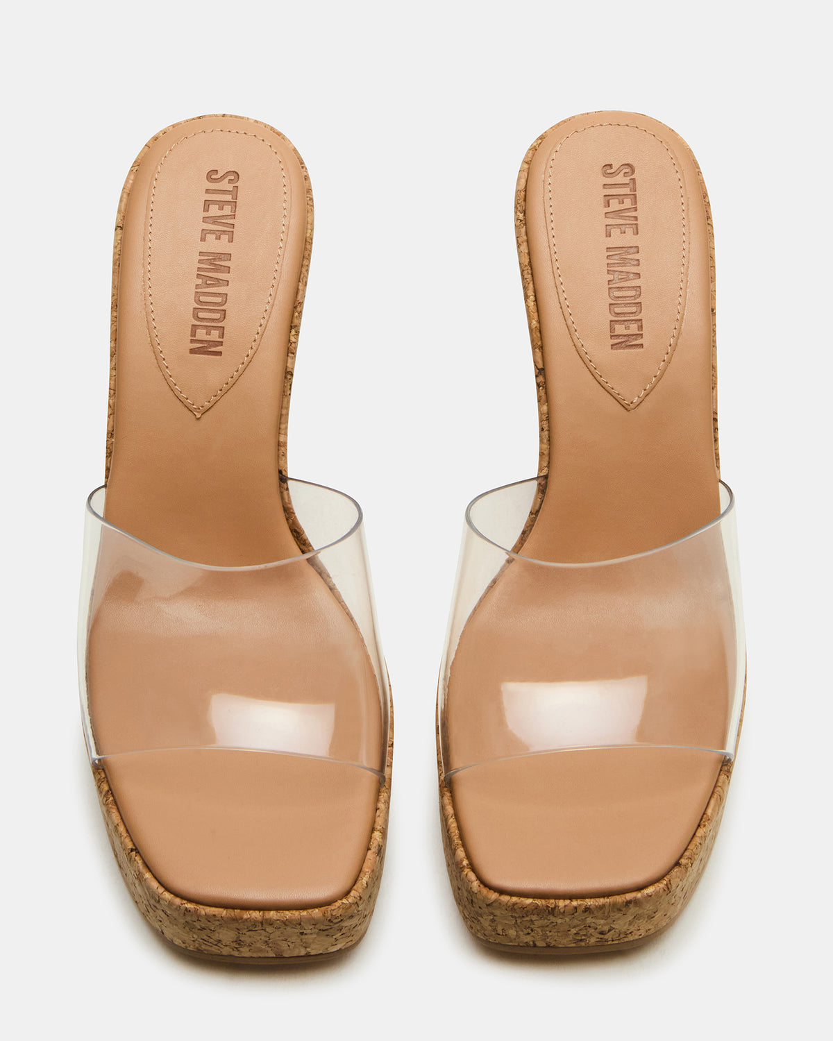 CAYMAN Clear Platform Square-Toe Wedge Women's Sandal | Steve Madden