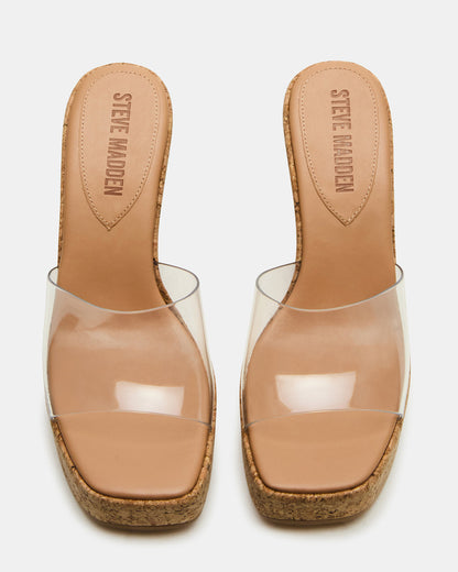 CAYMAN Clear Platform Square-Toe Wedge Women's Sandal | Steve Madden