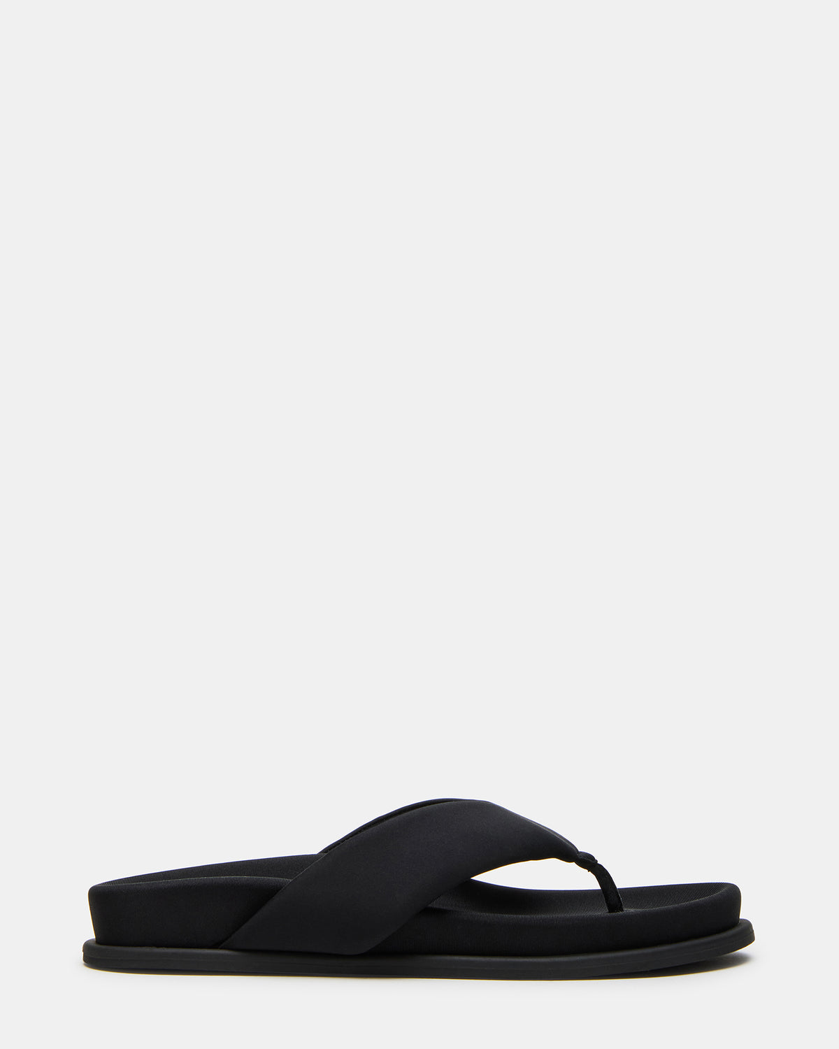 ZINNIA Black Women's Thong Footbed Sandal | Steve Madden