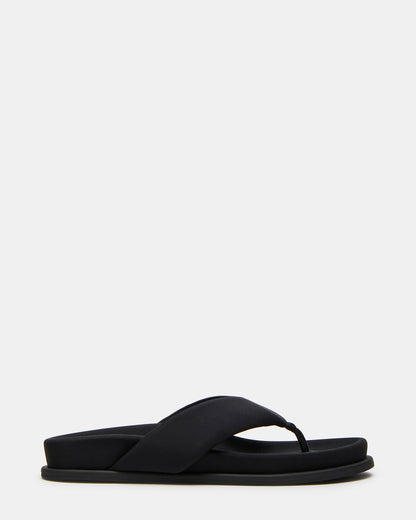 ZINNIA Black Women's Thong Footbed Sandal | Steve Madden
