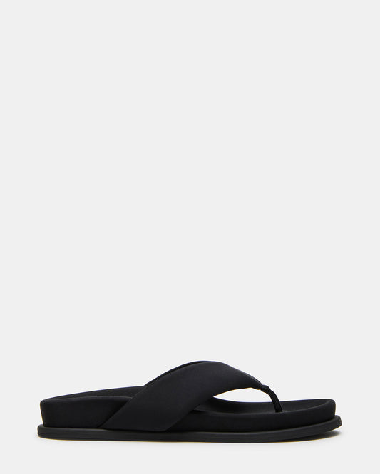 ZINNIA Black Women's Thong Footbed Sandal | Steve Madden