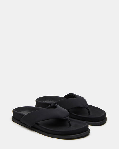 ZINNIA Black Women's Thong Footbed Sandal | Steve Madden