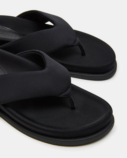 ZINNIA Black Women's Thong Footbed Sandal | Steve Madden