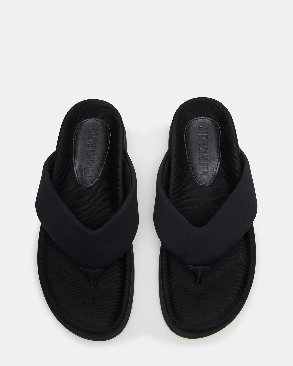 ZINNIA Black Women's Thong Footbed Sandal | Steve Madden
