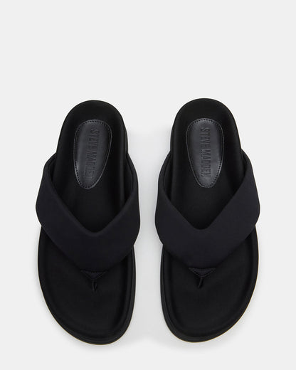 ZINNIA Black Women's Thong Footbed Sandal | Steve Madden