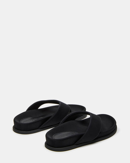 ZINNIA Black Women's Thong Footbed Sandal | Steve Madden