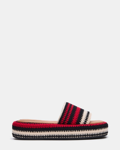 BEACHY Woven Red Multi Platform Slide Women's Sandal | Steve Madden