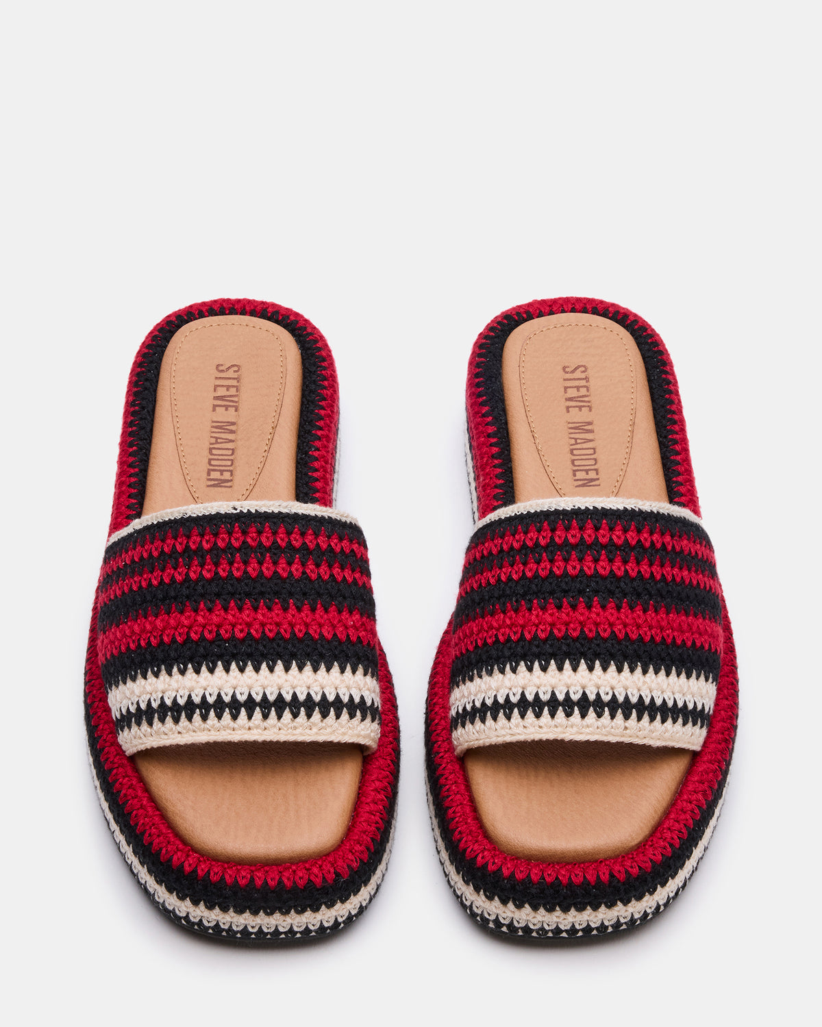 BEACHY Woven Red Multi Platform Slide Women's Sandal | Steve Madden