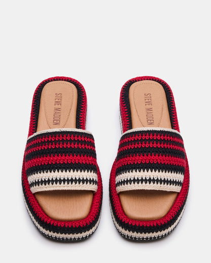 BEACHY Woven Red Multi Platform Slide Women's Sandal | Steve Madden