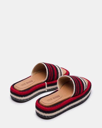 BEACHY Woven Red Multi Platform Slide Women's Sandal | Steve Madden