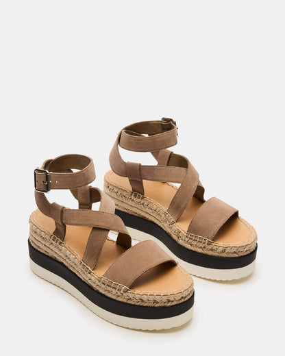 SOREN Taupe Suede Women's Espadrille Sandal | Steve Madden