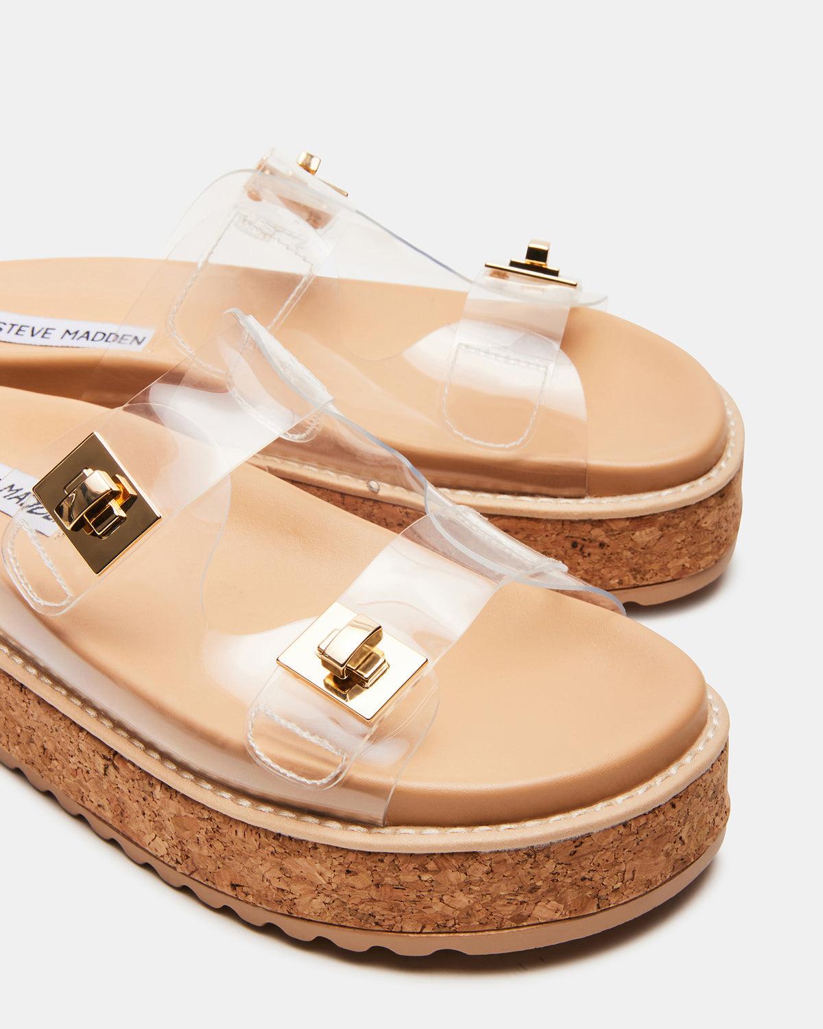BIGSCHMONA Clear Suede Women's Platform Slide Sandal | Steve Madden