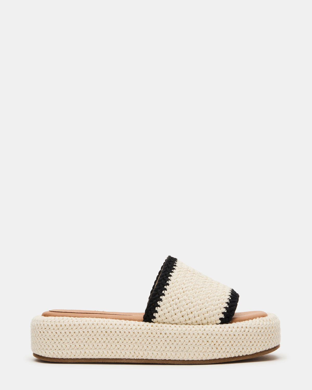 BEACHY Woven Cream Multi Platform Slide Women's Sandal | Steve Madden