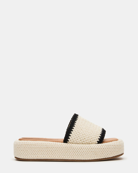 BEACHY Woven Cream Multi Platform Slide Women's Sandal | Steve Madden