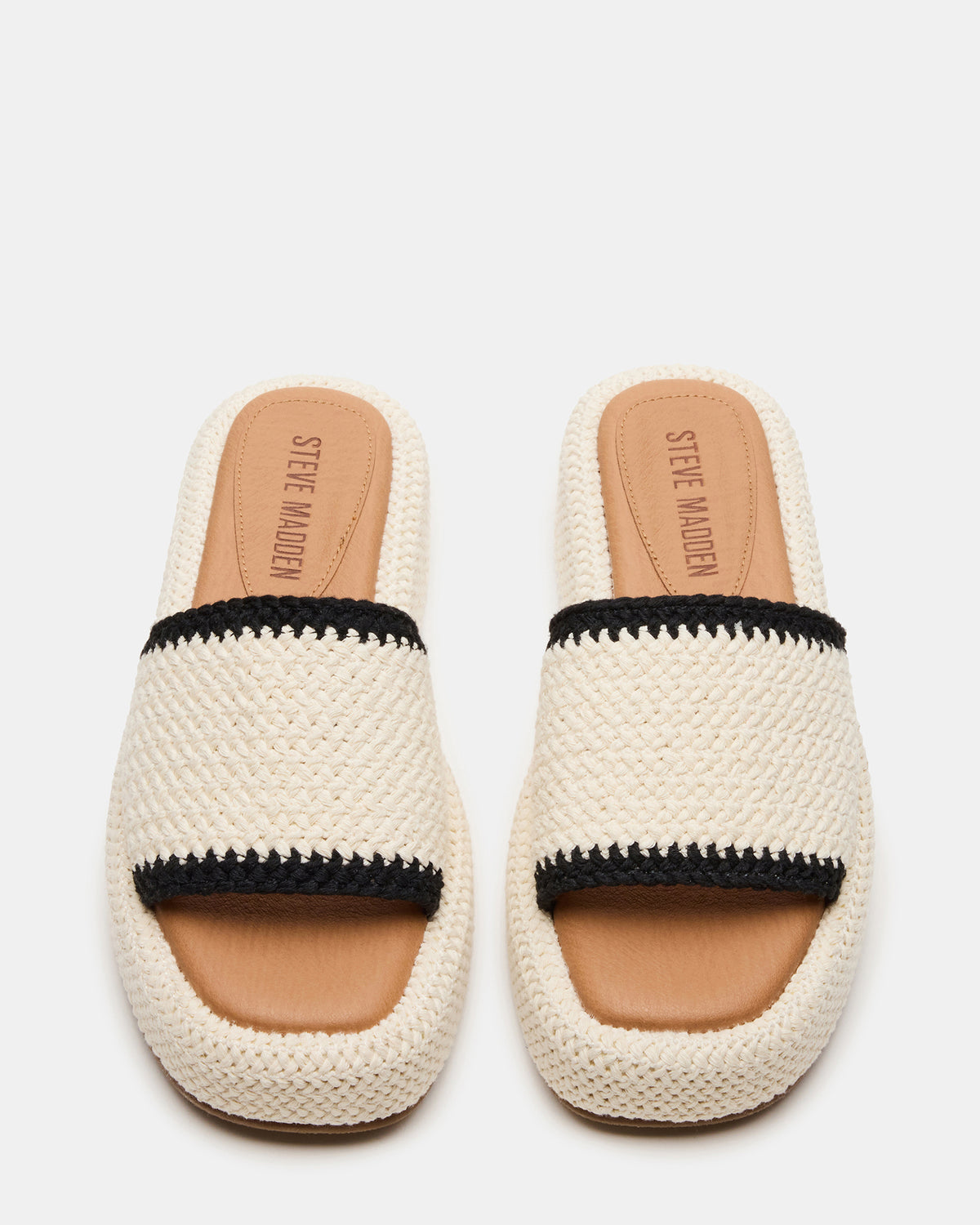 BEACHY Woven Cream Multi Platform Slide Women's Sandal | Steve Madden