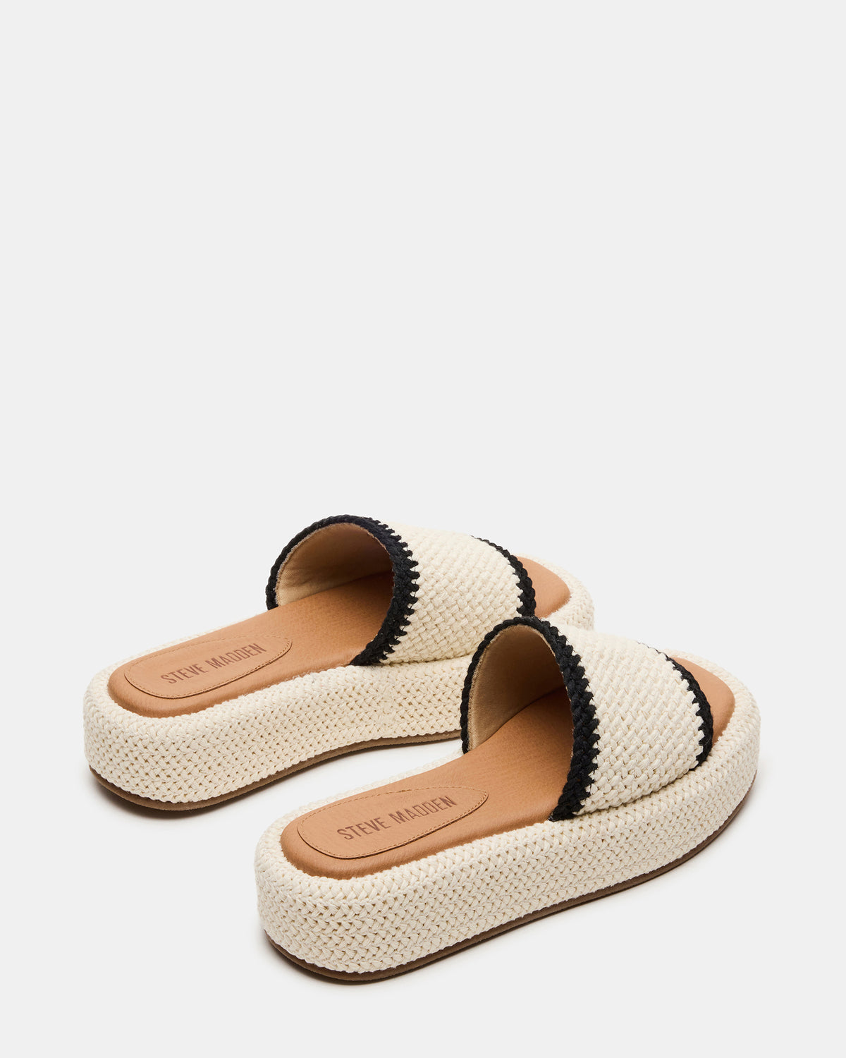 BEACHY Woven Cream Multi Platform Slide Women's Sandal | Steve Madden
